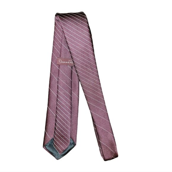 BUNDLE 2 Vintage Oscar De La Renta Couture Red Blue Silk Tie Burgundy Tie - Picture 11 of 14